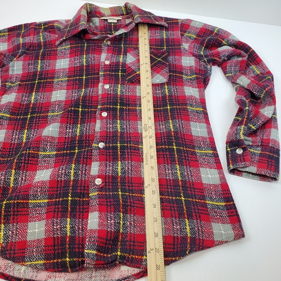 Vintage 1978 Prest Rite Red Plaid Flannel Button Up Shirt M Mens Pointed Collar! - Picture 10 of 14